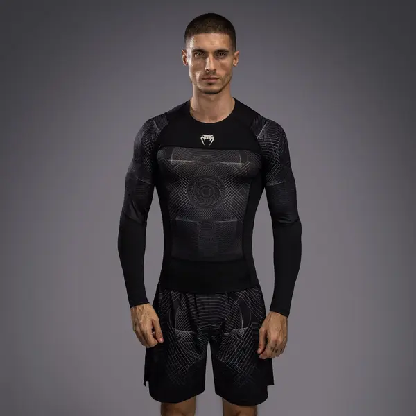 Venum RASH GUARD - G-Fit Air - Deep Black/Desert sable