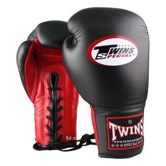 Twins Special Twins BGLL1 – Zwart/Rood Bokshandschoenen met Veters van Echt Leer | Authentieke Thaise Kwaliteit