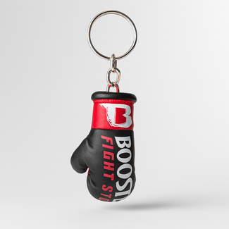 Booster Fightgear Mini Bokshandschoen Sleutelhanger – Zwart/Rood