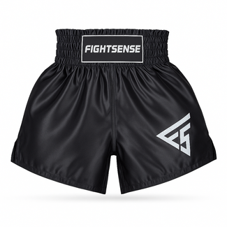 Fightsense Muay Thai Short – Black/Black