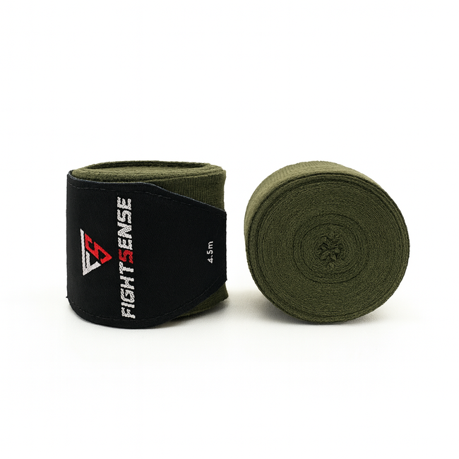 Fightsense Bandages 450cm – Military Green – Boksbandages voor vechtsport en training