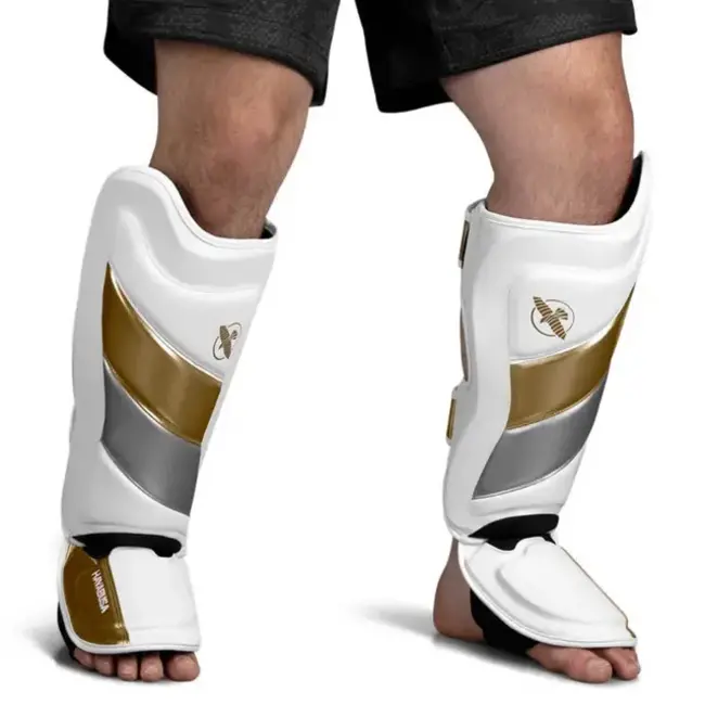 Hayabusa Kickboks Scheenbeschermers T3 - WHITE/GOLD