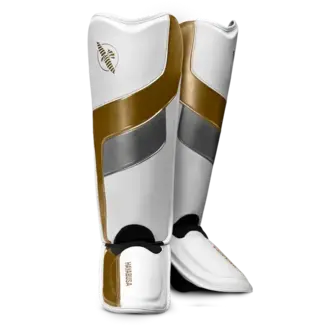 Hayabusa T3 Full-Back Scheenbeschermers - White/Gold