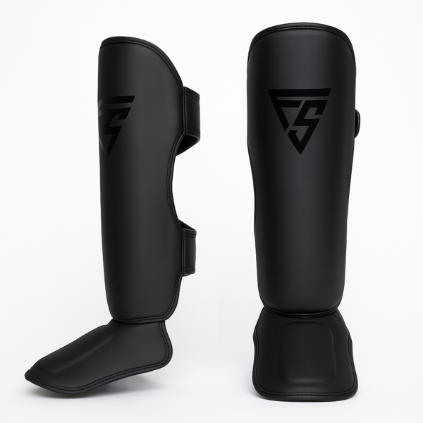 Fightsense Protège-tibias – Pro style – noir sur noir