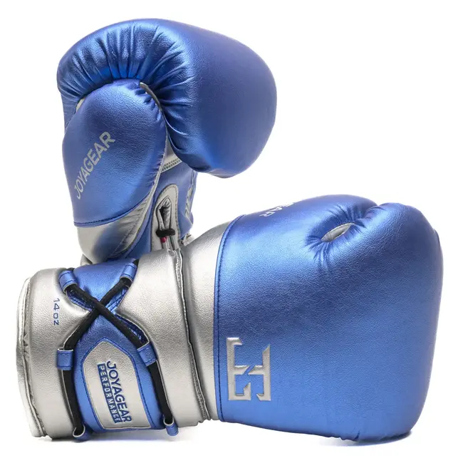 JOYA Joya Performance Bokshandschoenen met Veters – Blauw/Zilver