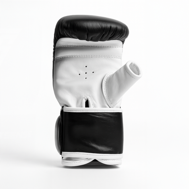 Fightsense Fightsense XTM Zakhandschoenen Zwart/Wit – Leren Bokshandschoenen voor Zaktraining