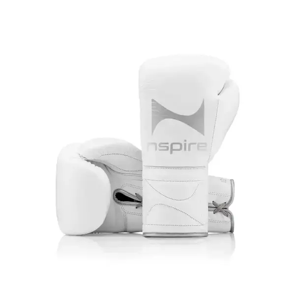 NSPIRE Elite gants de boxe à lacets – blanc/argent
