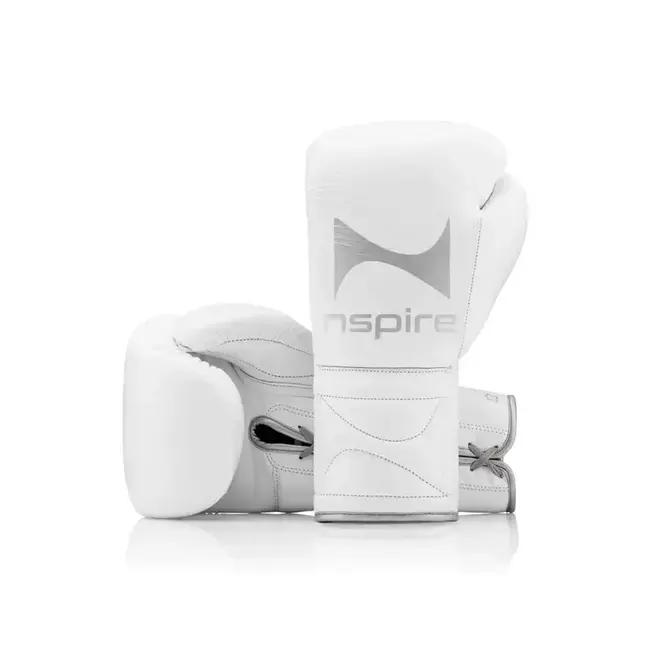 NSPIRE NSPIRE Elite – Bokshandschoenen met Veters – Wit/Zilver – Echt Leer