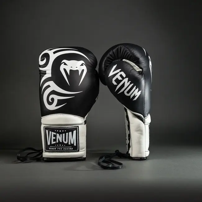 Venum VENUM Giant 2.0 Mike Tyson Pro Boxing Gloves with Laces - Deep Black/Optical White