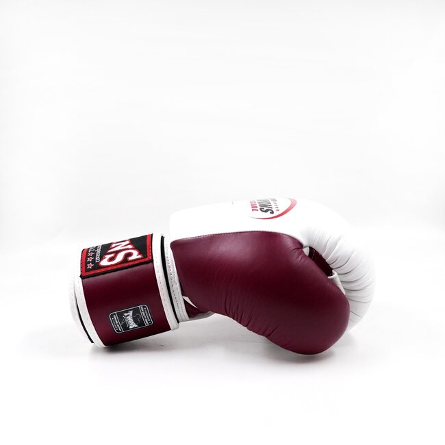 Twins Special BGVL 3 Leren Bokshandschoenen – Wit/Wine Red – 10oz, 12oz, 14oz en 16oz