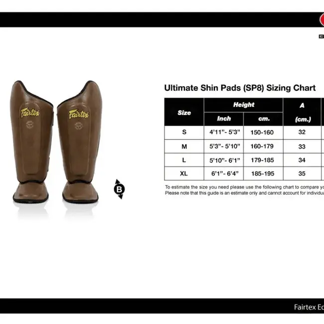 FAIRTEX SP8 Scheenbeschermers – Bruin