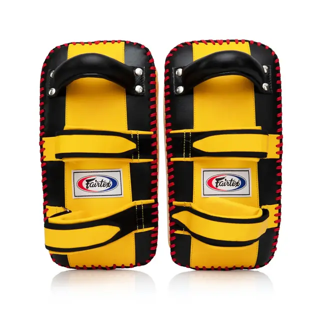 FAIRTEX KPLC2 Curved Muay Thai Kickpads – Zwart/Geel (Paar)
