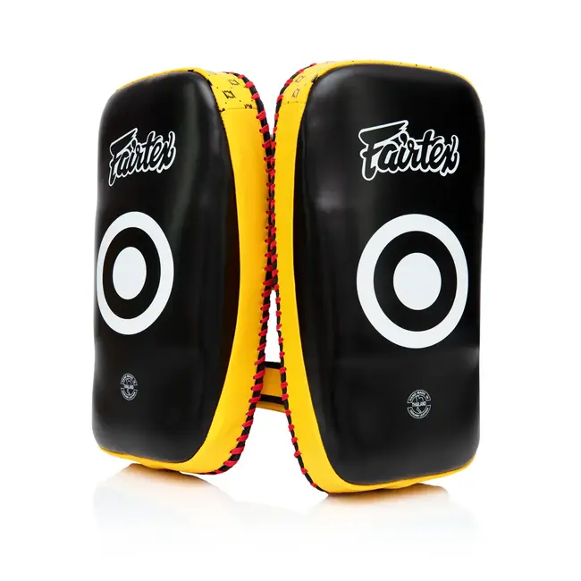 FAIRTEX KPLC2 Curved Muay Thai Kickpads – Zwart/Geel (Paar)