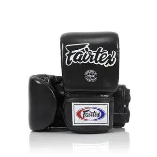 FAIRTEX Fairtex TG03 Super Sparring Bag Gloves – Open Thumb – Leer – Zakhandschoenen - Zwart