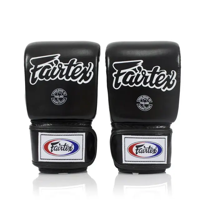 FAIRTEX Fairtex TG03 Super Sparring Bag Gloves – Open Thumb – Leer – Zakhandschoenen - Zwart
