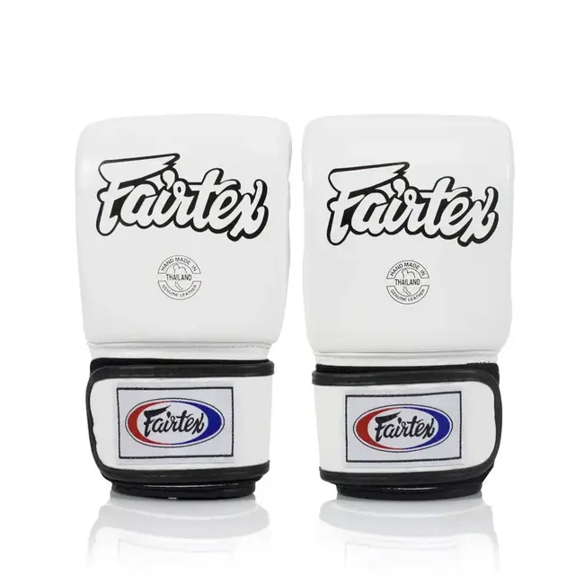 FAIRTEX Fairtex TG03 Super Sparring Bag Gloves – Open Thumb – Leer – Zakhandschoenen - Wit