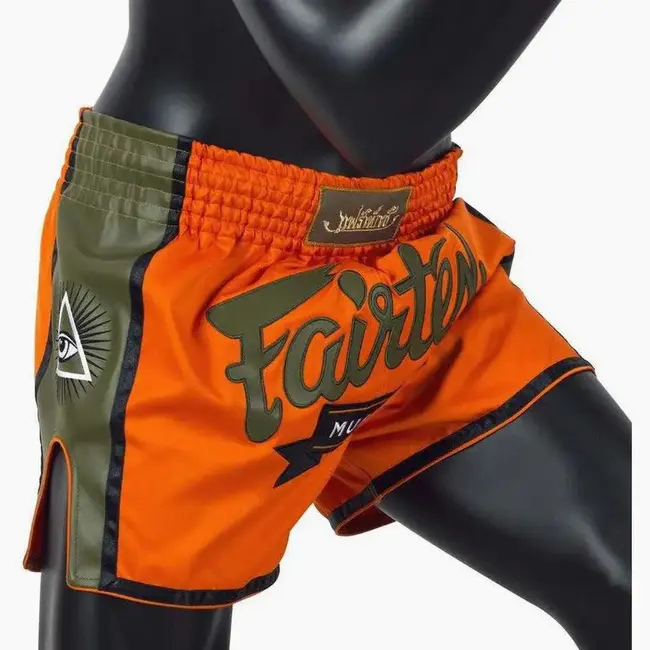 FAIRTEX BS1705 Muay Thai Shorts – Oranje/Groen Satijn