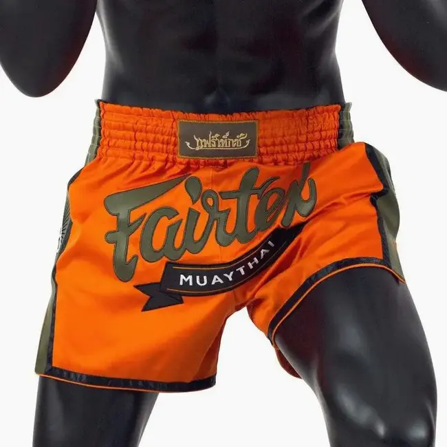 FAIRTEX BS1705 Muay Thai Shorts – Oranje/Groen Satijn