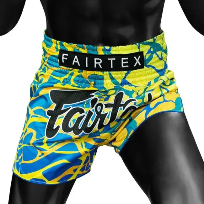 FAIRTEX Fairtex BS1927 Muay Thai Shorts – Magma Green – Blauw/Geel/Groen