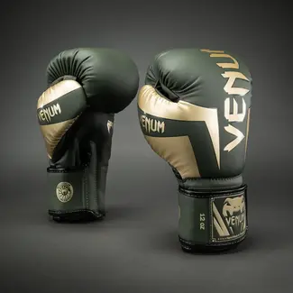 Venum Elite Bokshandschoenen – Khaki/Goud – Skintex Leer – Training & Sparring