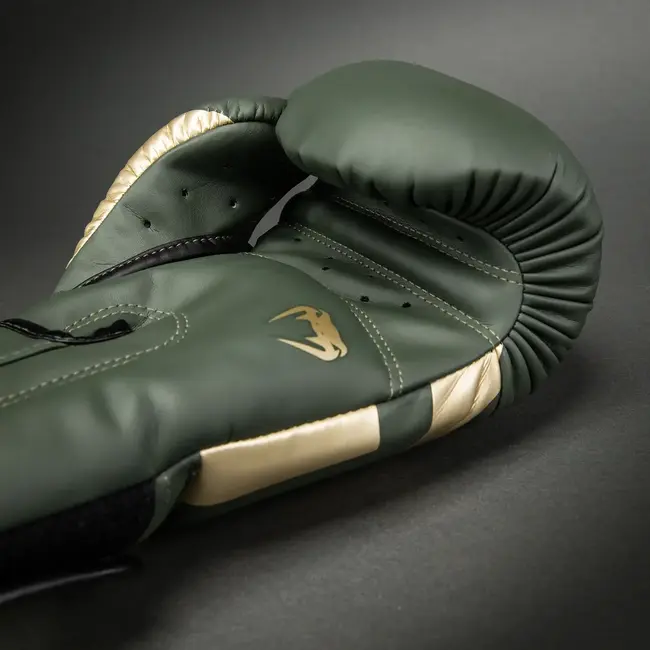 Venum Elite Bokshandschoenen – Khaki/Goud – Skintex Leer – Training & Sparring