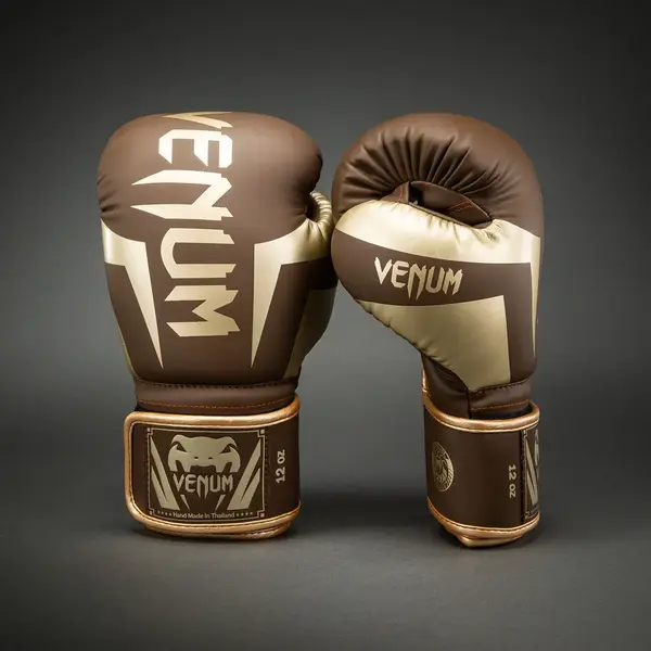Venum Elite gants de boxe – marron/or – Skintex cuir – entraînement & Sparring