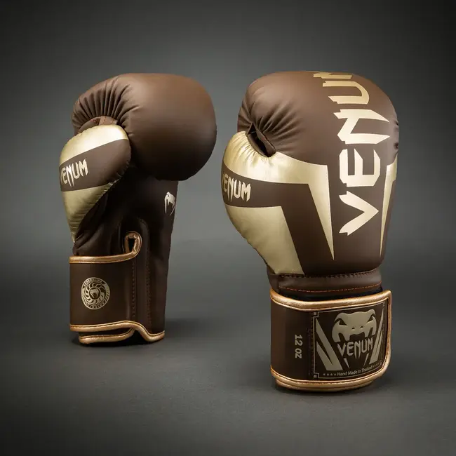 Venum Elite Bokshandschoenen – Bruin/Goud – Skintex Leer – Training & Sparring