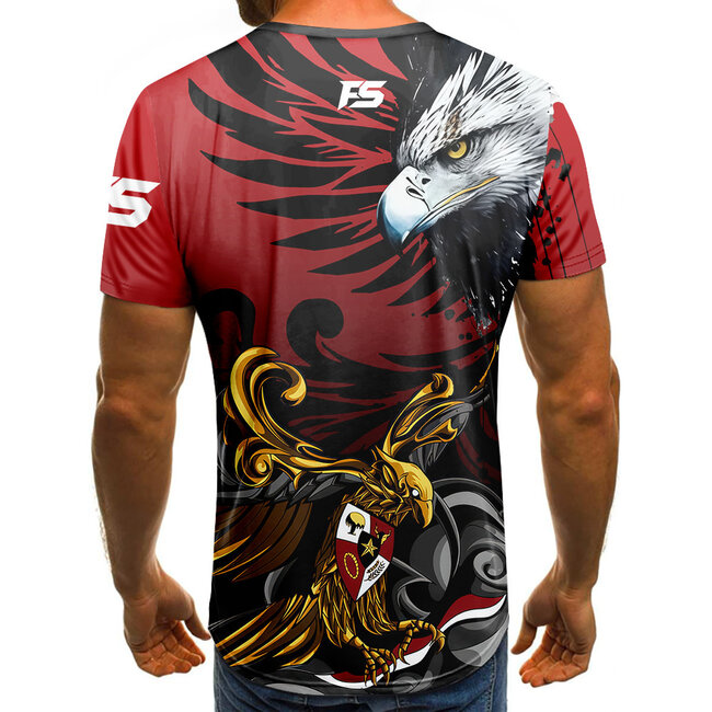 Fightsense Indonesia Garuda Warrior T-Shirt – Red/Black – Sportshirt voor vechtsport en training
