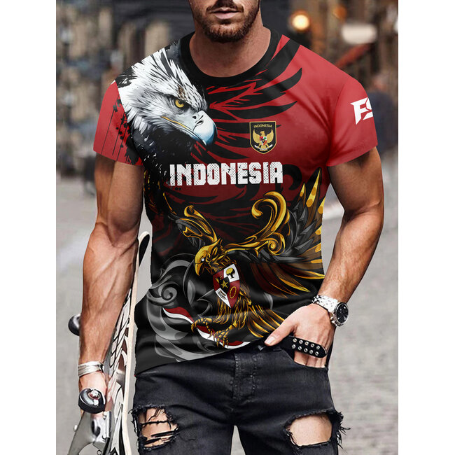 Fightsense Indonesia Garuda Warrior T-Shirt – Red/Black – Sportshirt voor vechtsport en training