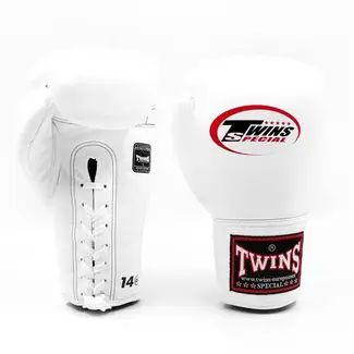 Twins Special BGLL1 – Witte Bokshandschoenen met Veters van Echt Leer | Authentieke Thaise Kwaliteit