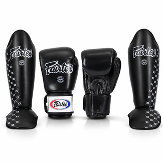 FAIRTEX Fairtex Fightset Zwart – Bokshandschoenen & Scheenbeschermers – Complete Set voor Muay Thai & Kickboksen