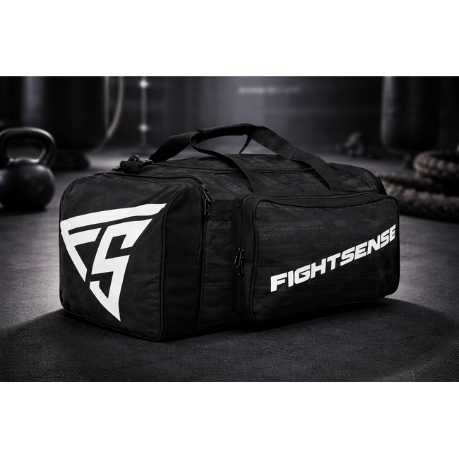 Fightsense ECLIPSCamo V2 Duffelbag / Sporttas – Zwart – 43 x 27 x 27 cm – Sporttas voor vechtsport en training
