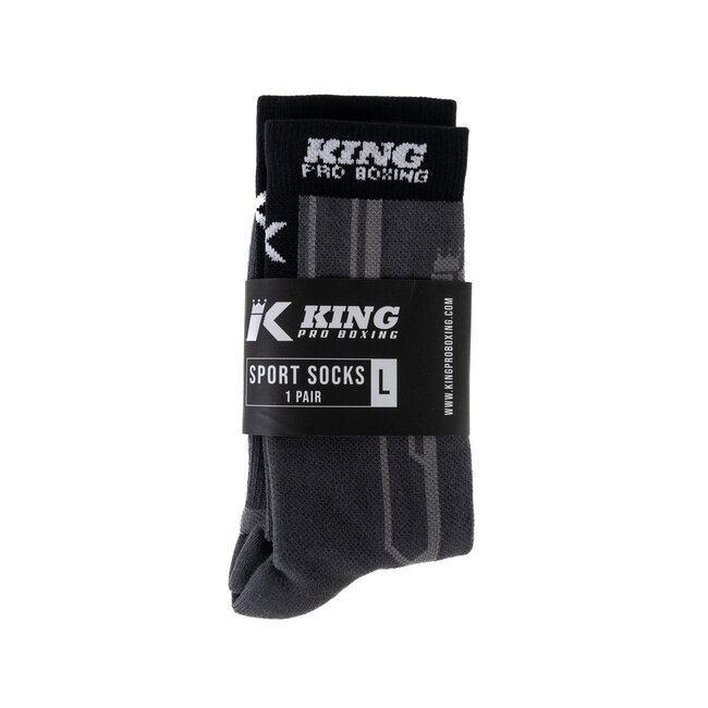King Pro Boxing KING Bokssokken – APEX PRO Zwart/Grijs – Ademend & Ondersteunend – Training & Wedstrijd