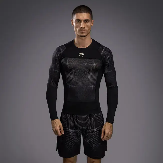 Venum RASH GUARD - G-Fit Air - Deep Black/Desert Sand
