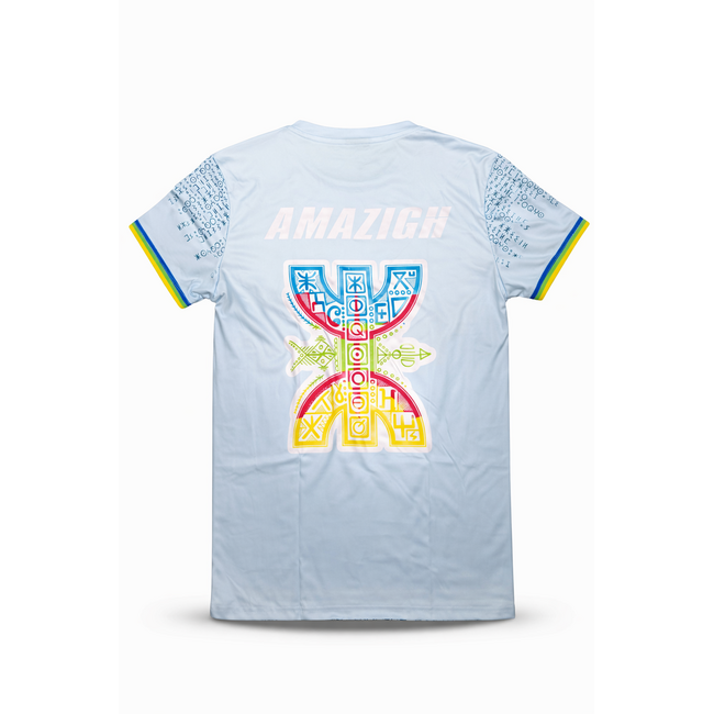 Fightsense Amazigh Performance Shirt – Lichtblauw – Tifinagh Design – Sportshirt voor vechtsport en training