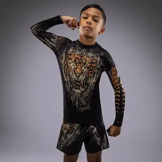 Venum Kids Lange Mouw Rashguard - Zwart / Neon Oranje