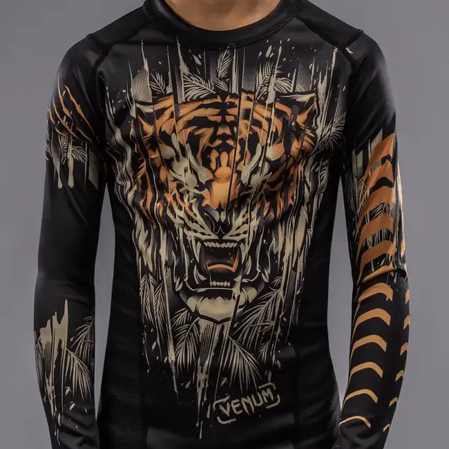 Venum Kids Lange Mouw Rashguard - Zwart / Neon Oranje