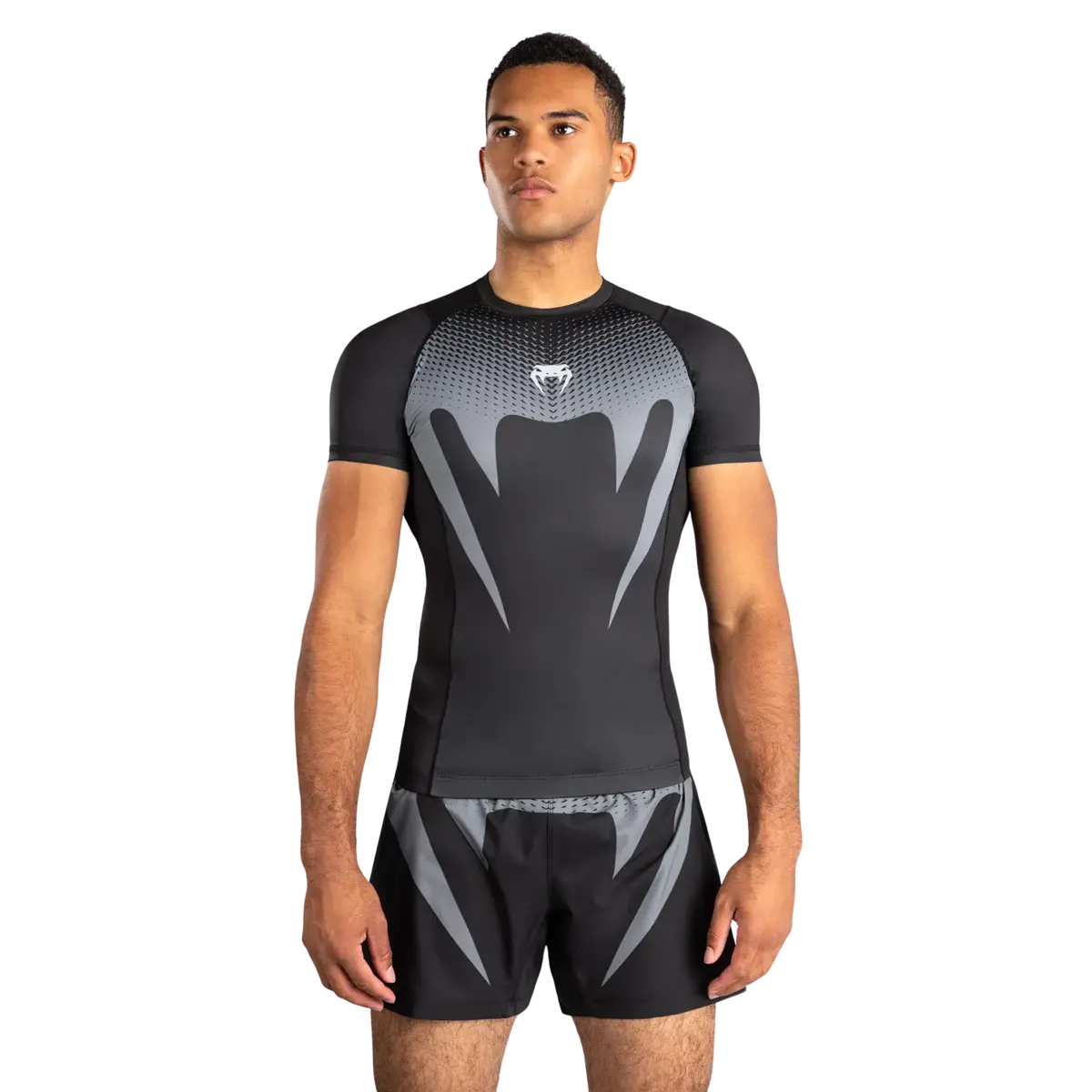Venum No-Gi Rashguard manches courtes – noir/gris argent