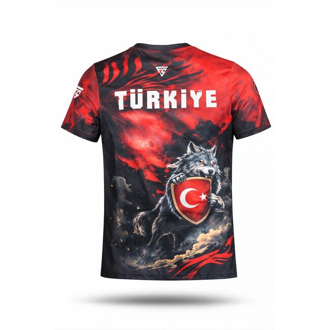 Fightsense T-shirt – Turkije Grijze Wolf Design – Sportshirt voor vechtsport en training