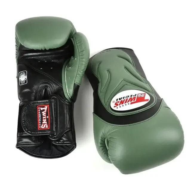 Twins Special BGVL 6 Leren Bokshandschoenen – Olijfgroen/Zwart – 14oz