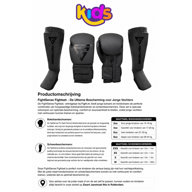 Venum FIGHTSENSE -  KIDS BASIC FIGHTSET - BLACK ON BLACK