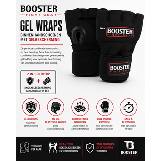 Booster Fightgear Binnenhandschoenen – Gelwraps voor Boksen & Kickboksen – Extra Polsondersteuning & Bescherming
