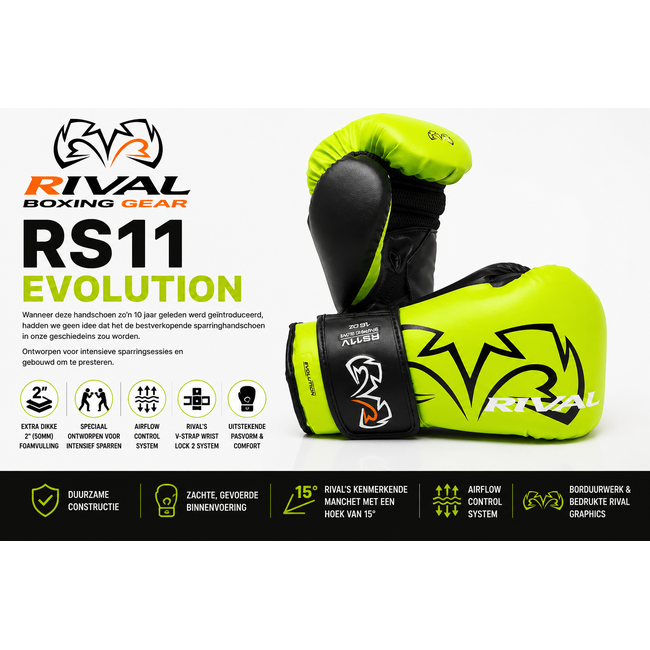 Rival RS11V Evolution Sparring Bokshandschoenen – Lime