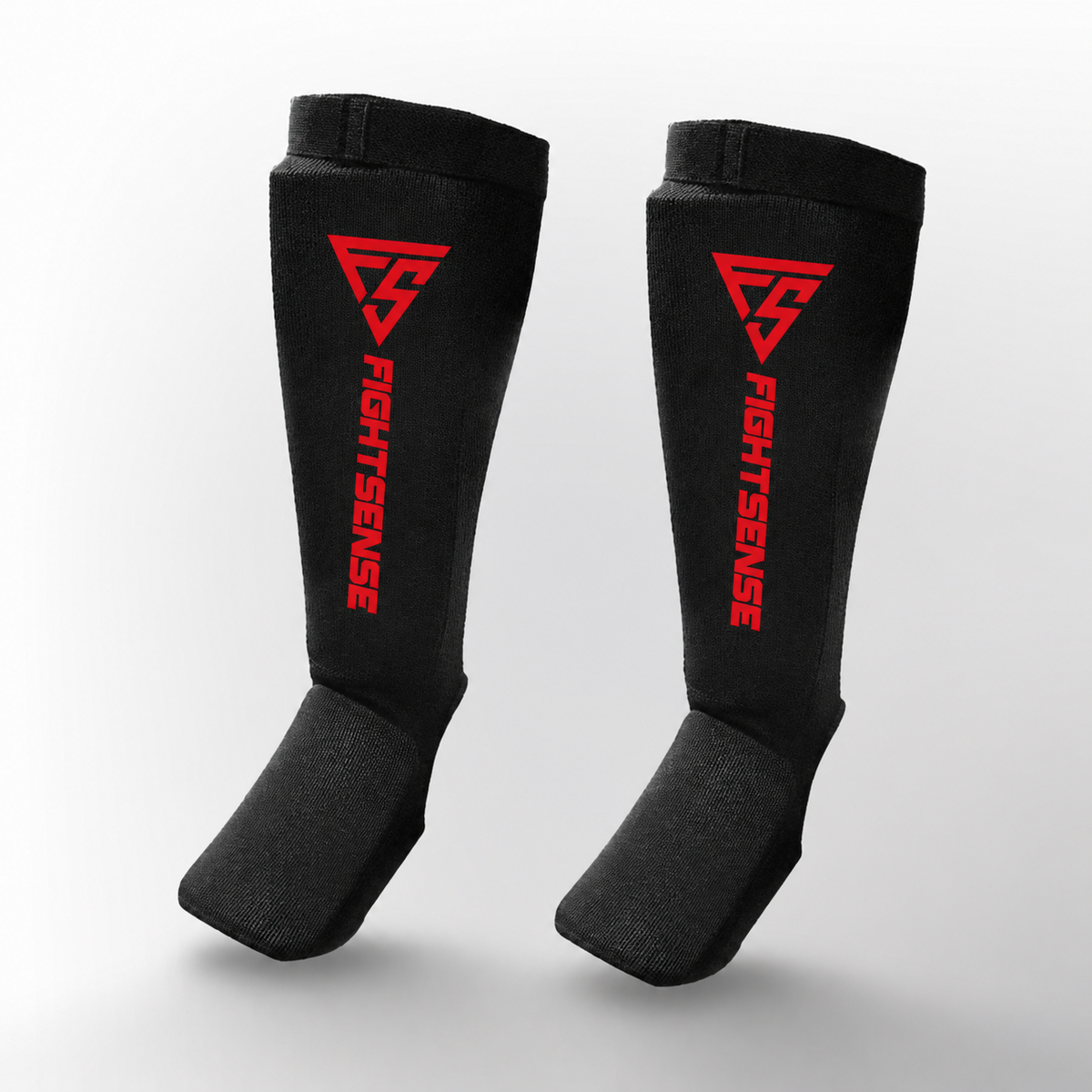 Fightsense Protège-tibias – Instep protège-tibias chaussettes – noir/rouge