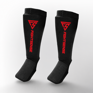 Fightsense Scheenbeschermers – Instep Scheenkousen – Zwart/Rood