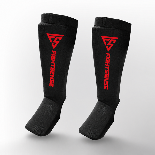 Fightsense Schienbeinschoner – Rist-Schienbeinsocken – Schwarz/Rot