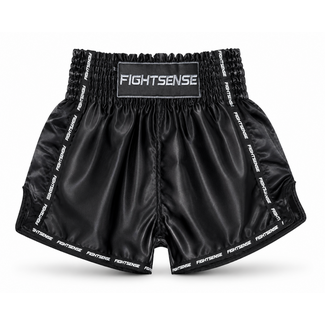 Fightsense Muay Thai Short V2 – Black/Black