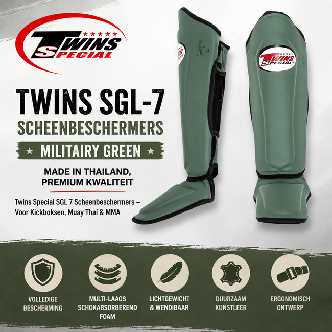 Twins Special SGL 7 Scheenbeschermers – Military Green – M en L
