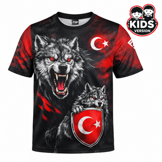 Fightsense T-shirt Kids– Turkije Grijze Wolf Design