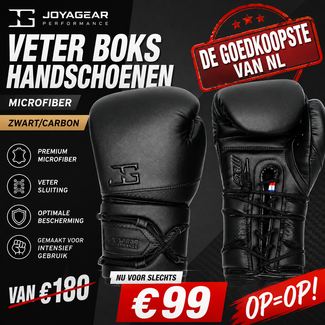 JOYA Joyagear Performance Veter Bokshandschoenen - Microfiber - Zwart/Carbon